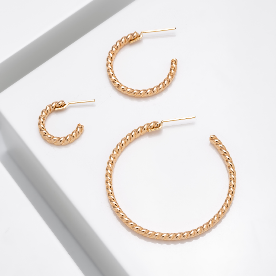 twisted thick wire hoop earring in 14k gold filled or sterling silver