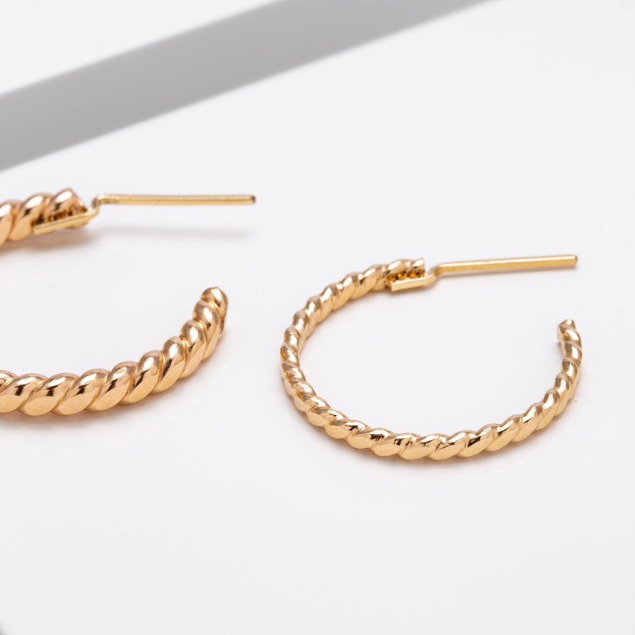 twisted thick wire hoop earring in 14k gold filled or sterling silver