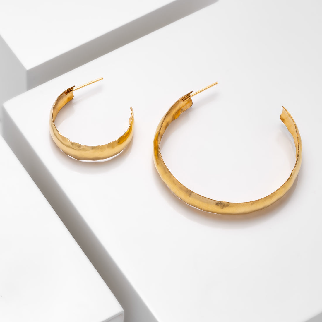 hammered hoop earring in 14k gold filled or sterling silver