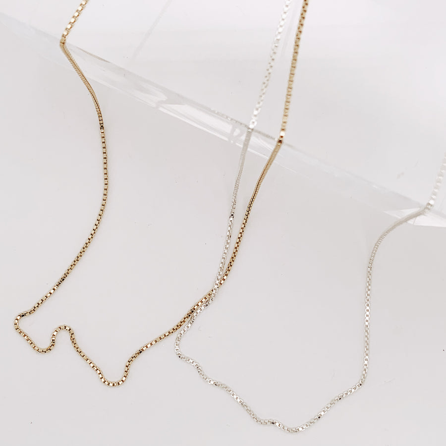 box chain 14k gold filled or sterling silver